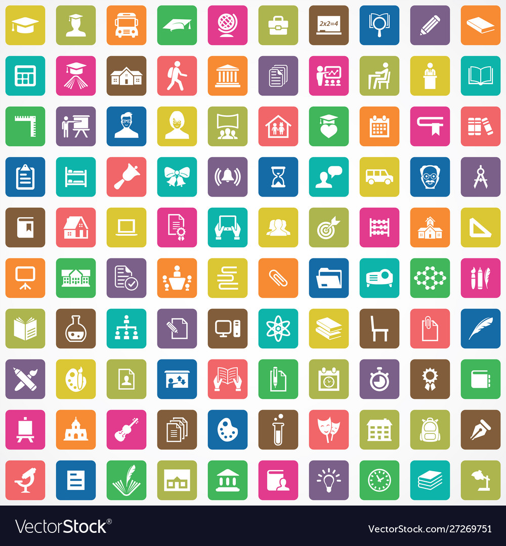 School 100 icons universal set for web and ui