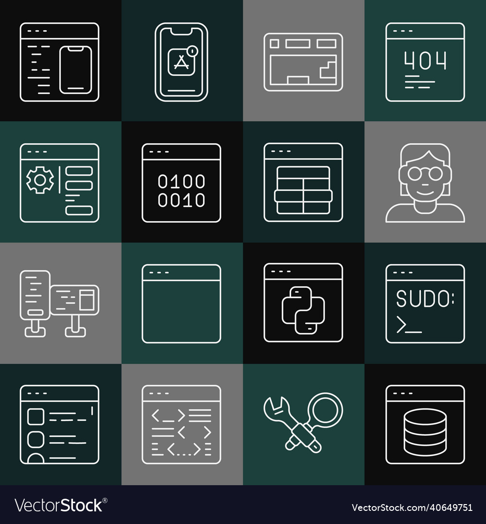 Zeilenserver-Daten-Webhosting-Code-Terminal festlegen vector image Zeilenserver-Daten-Webhosting-Code-Terminal festlegen