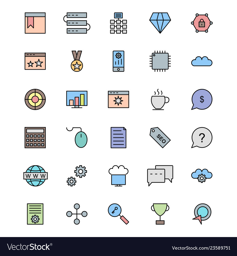 Set of seo search engine optimization icons Vector Image