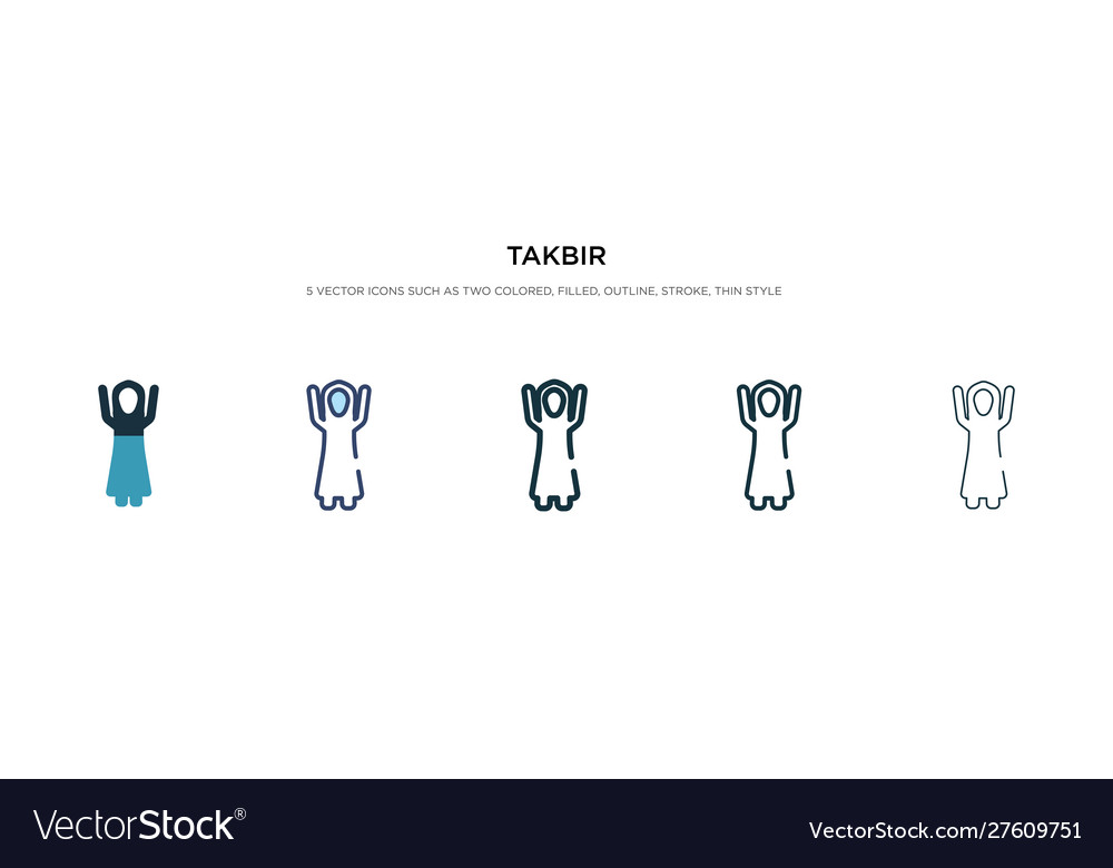 Takbir icon in different style two colored