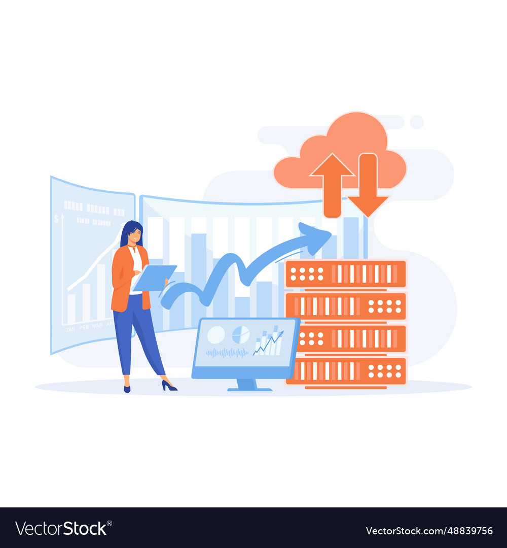 Big data and cloud computing business characters Vector Image Big data and cloud computing business characters