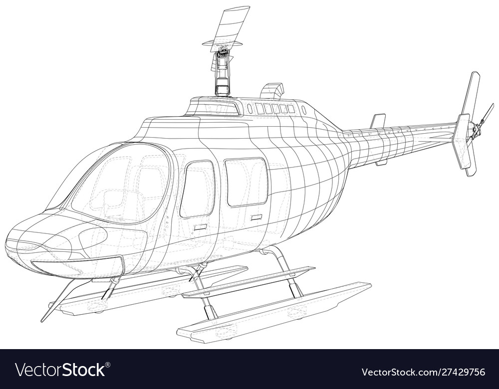 Blueprint helicopter wireframe concept Royalty Free Vector