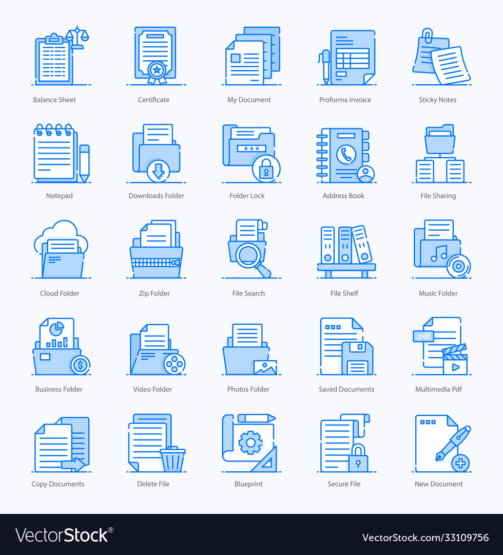 Files and folders in modern flat style
