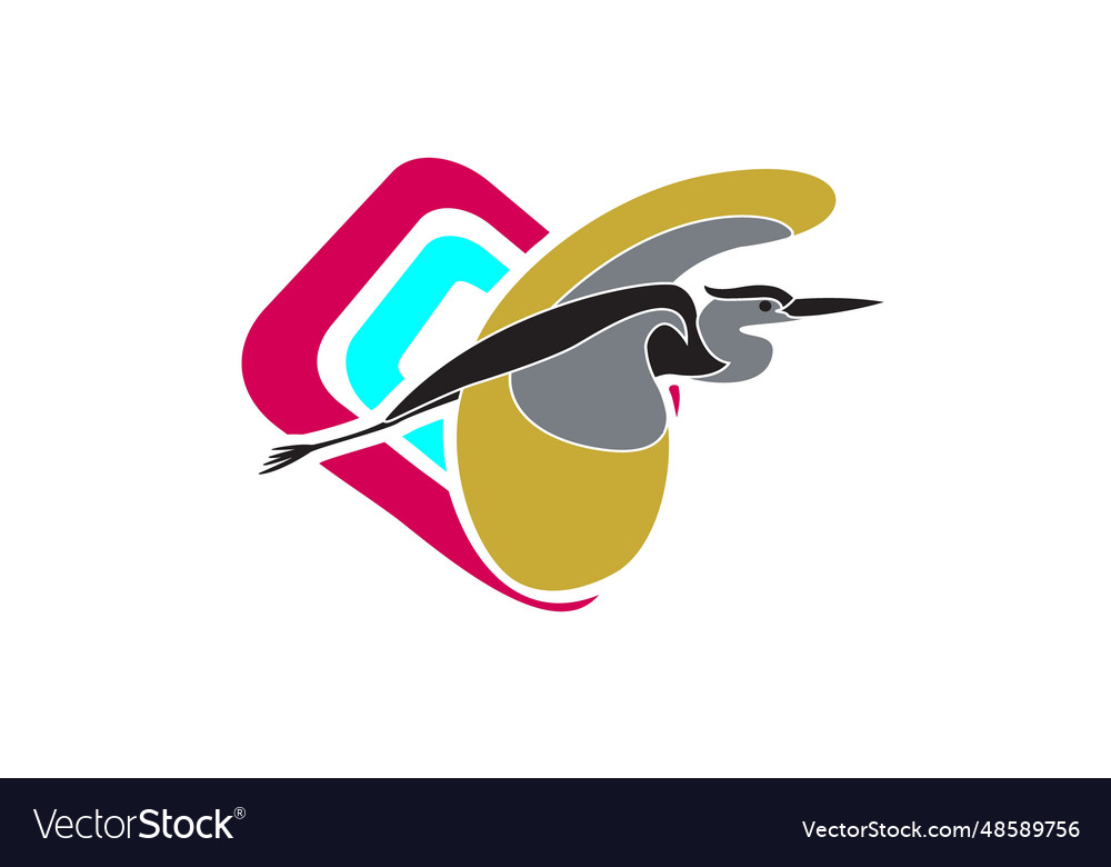 Flying heron Royalty Free Vector Image - VectorStock