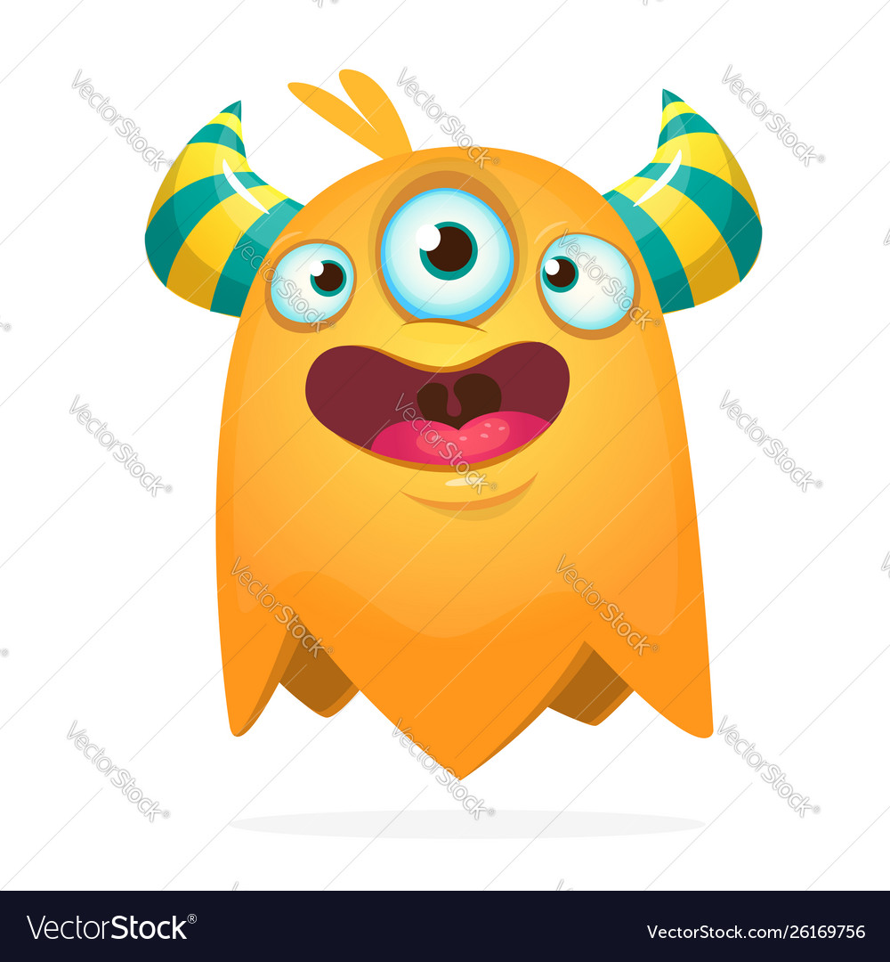 Happy cartoon monster with three eyes Royalty Free Vector