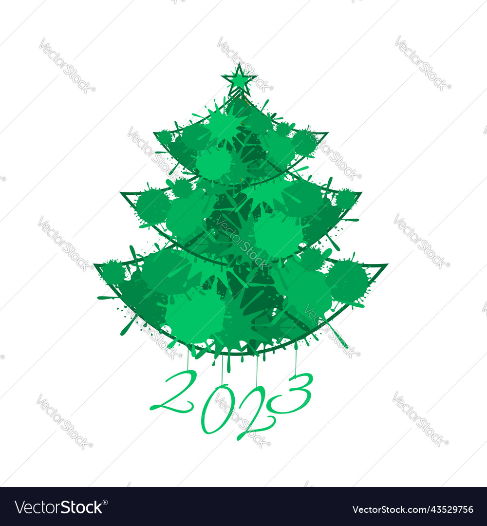 Happy New Year 2023 festive background with Christmas tree and