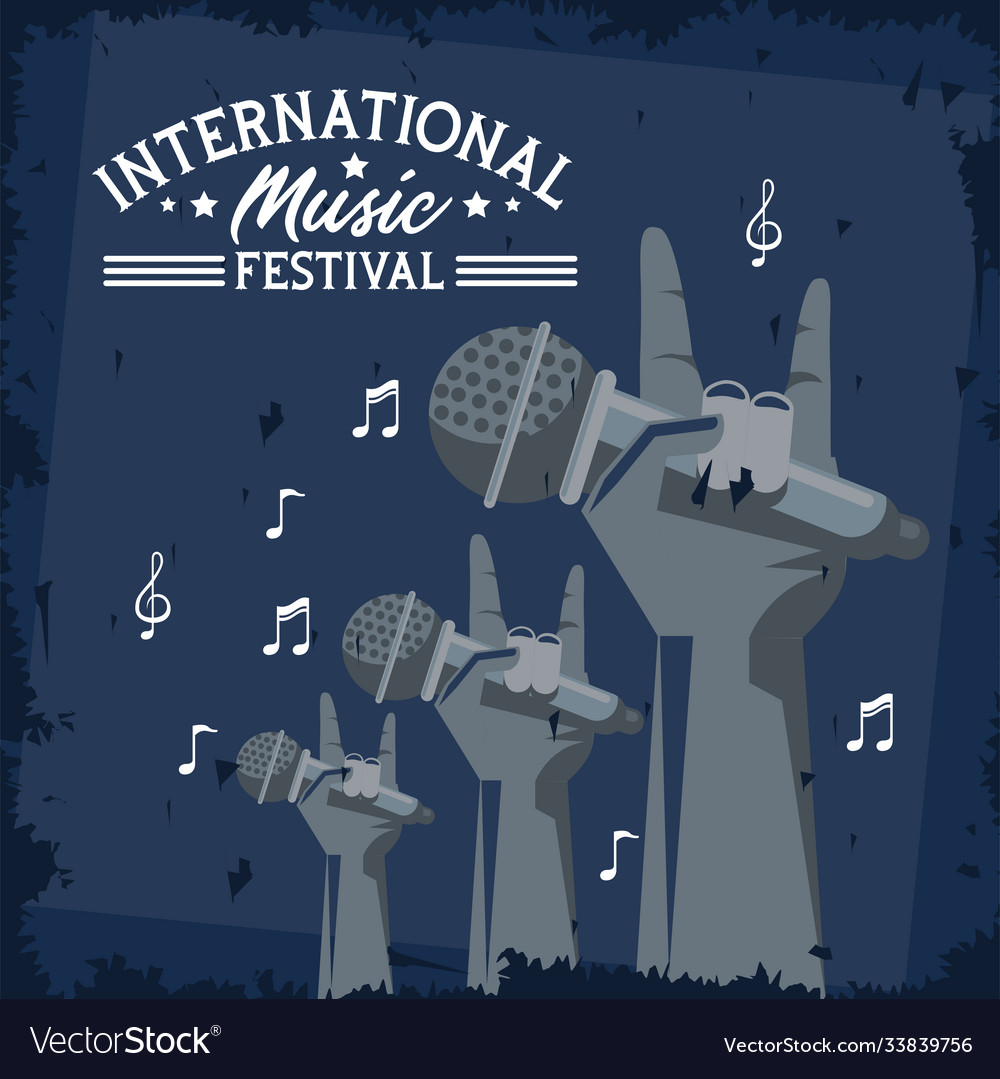 International music festival poster with hands