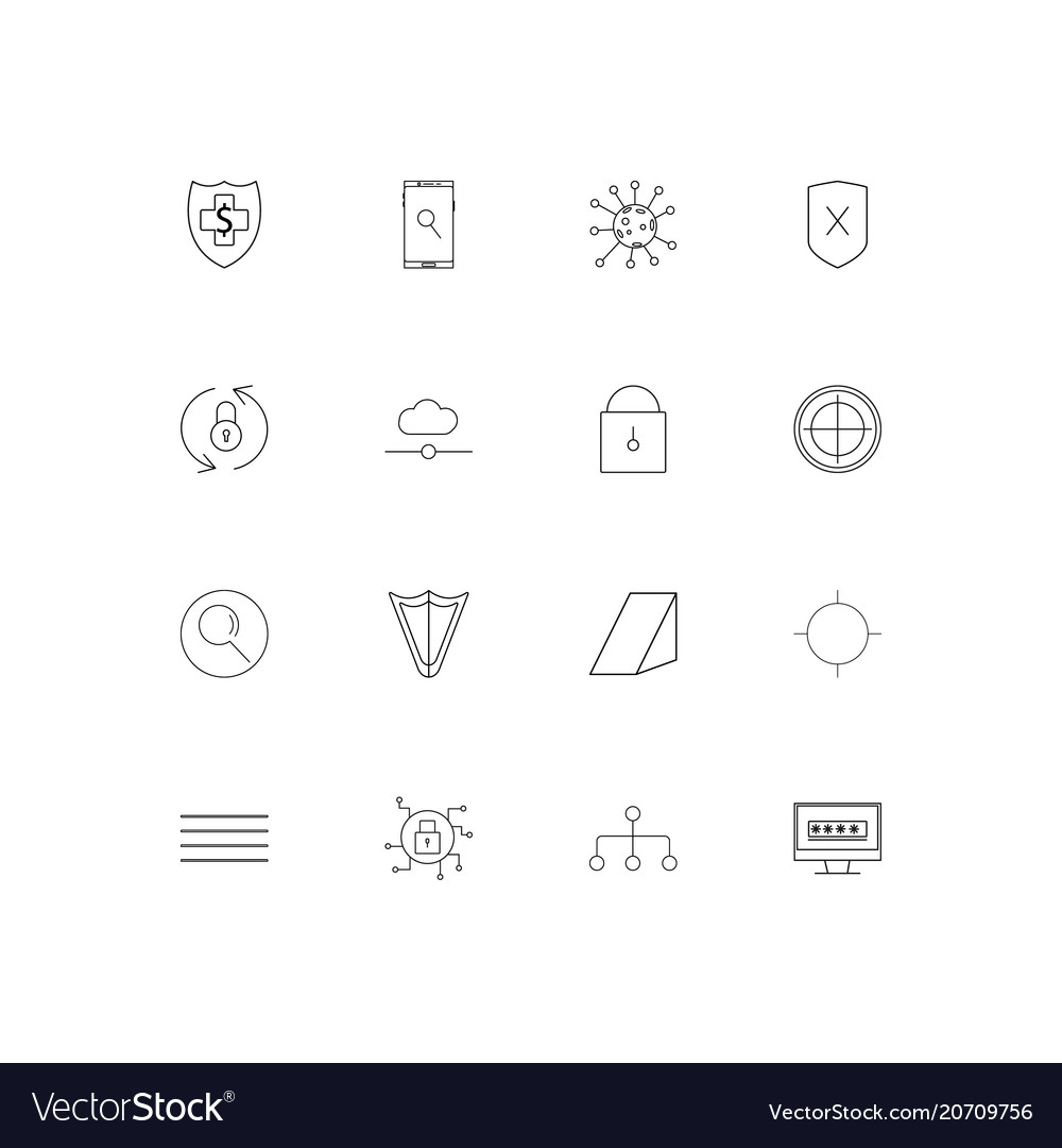 Internet security simple linear icons set