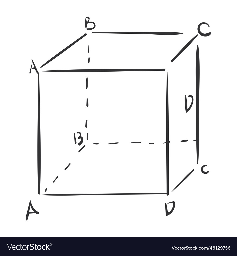 Isolated sketch of a math cube figure
