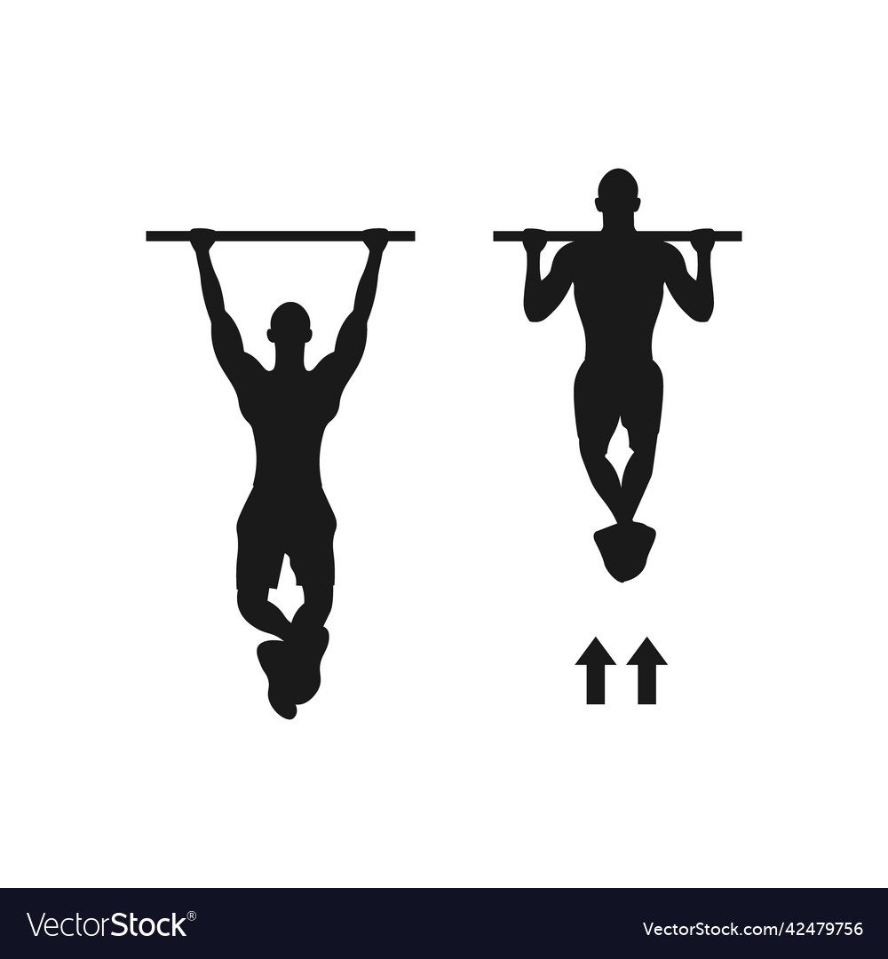 Male pull up workout steps silhouette man hanging Vector Image