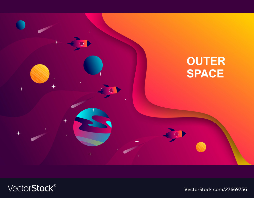 Outer space with abstract shap Vector Image Outer space with abstract shap