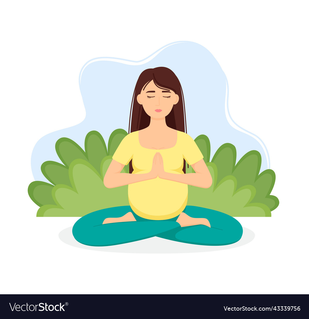 Pregnant meditating woman meditation concept Vector Image