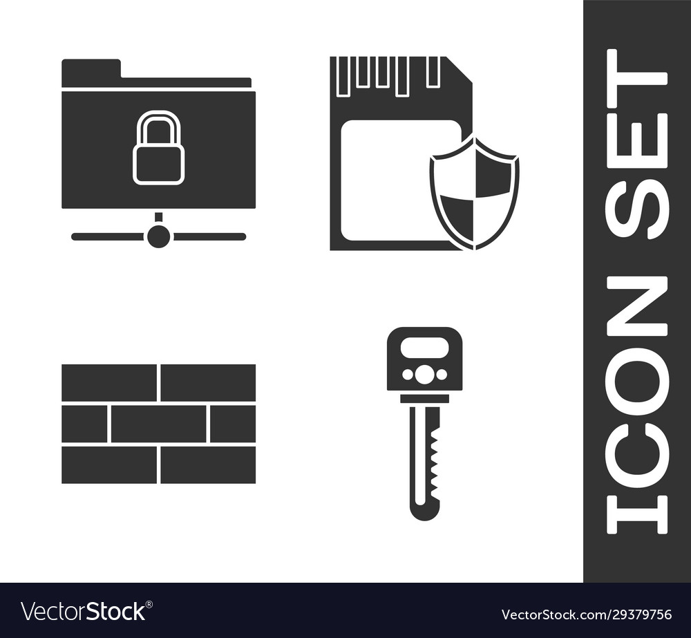 Set key ftp folder and lock bricks sd card vector image Set key ftp folder and lock bricks sd card