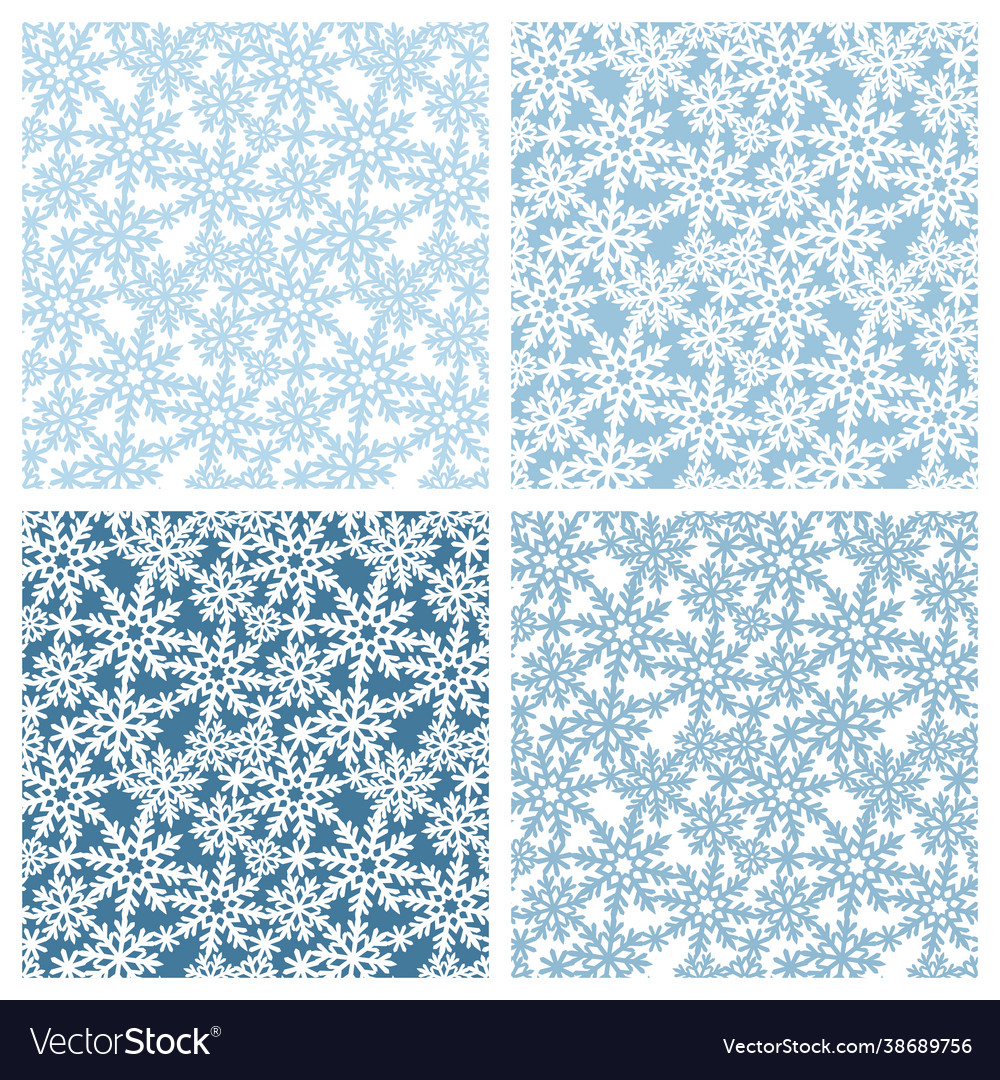 Set seamless patterns with snowflakes