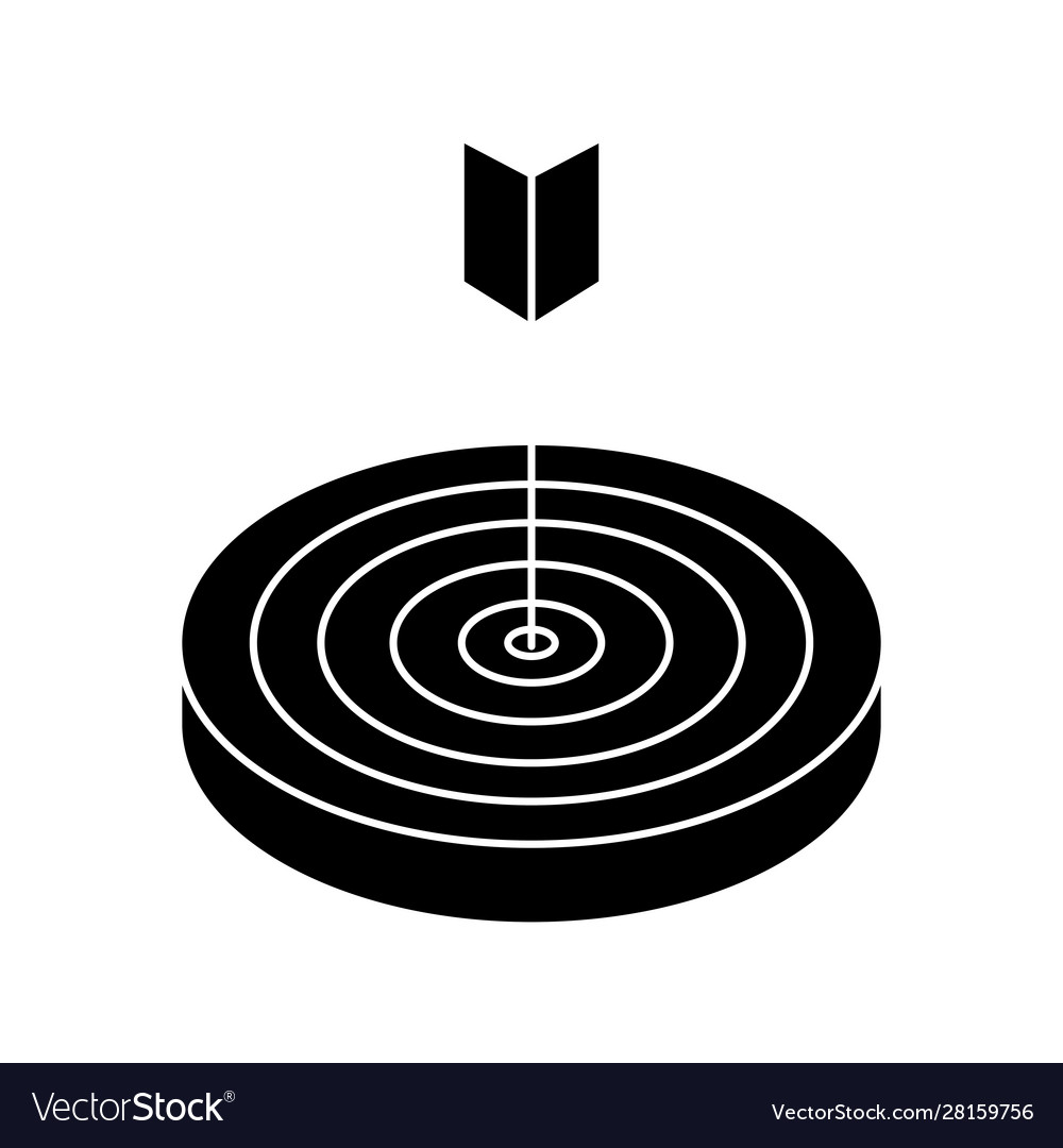 Silhouette target with arrow isolated icon