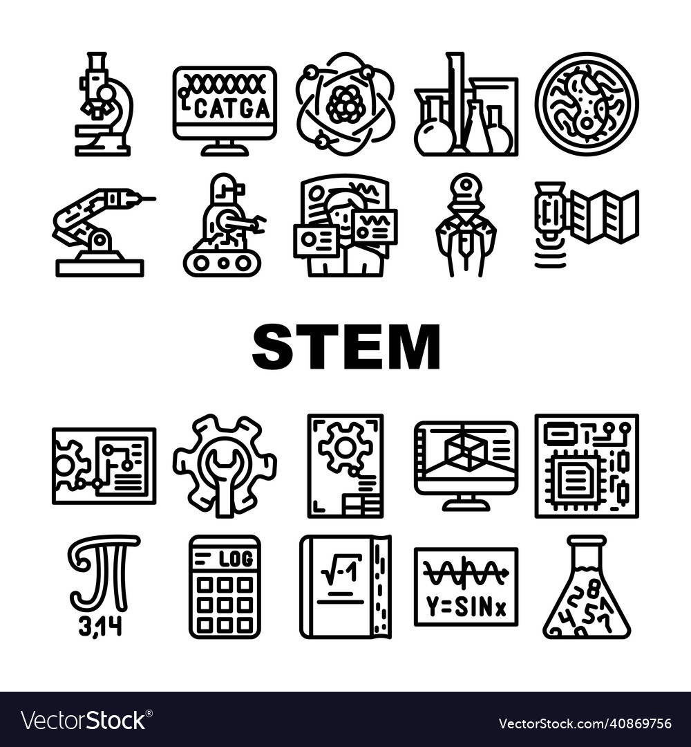 Stem engineer process and science icons set Vector Image Stem engineer process and science icons set