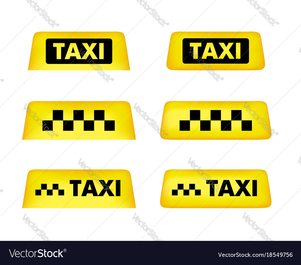 Taxi car roof sign icon set