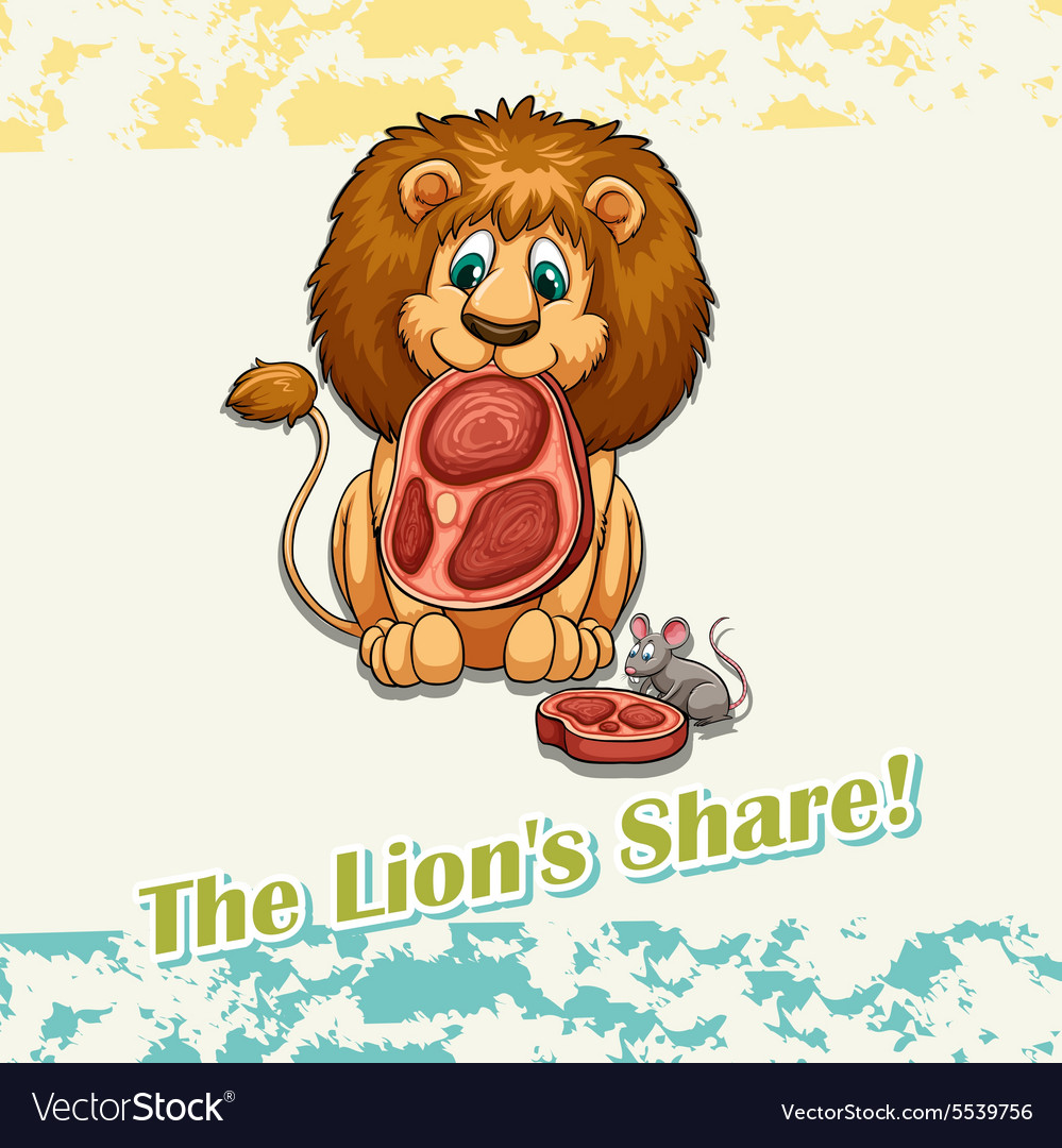 the-lions-share-idiom-royalty-free-vector-image