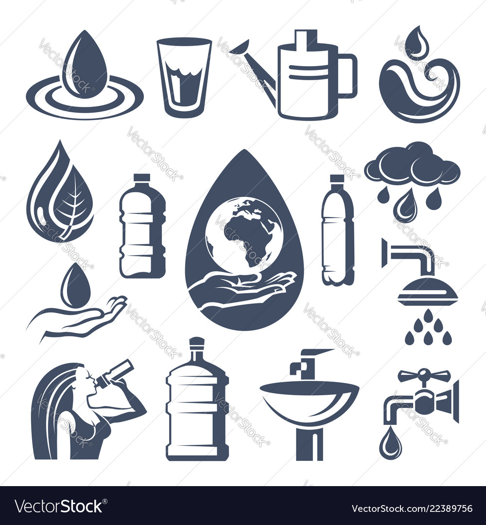 Water icons set Royalty Free Vector Image - VectorStock