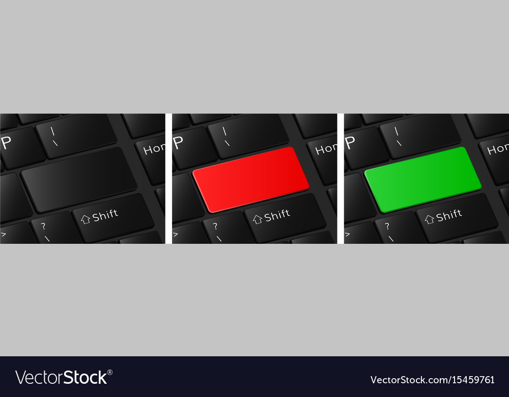 Blank keyboard buttons set red button green