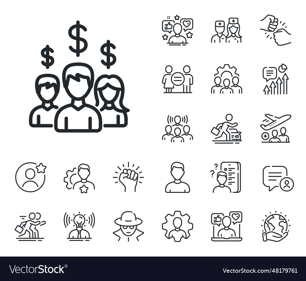 Business networking line icon dollar sign