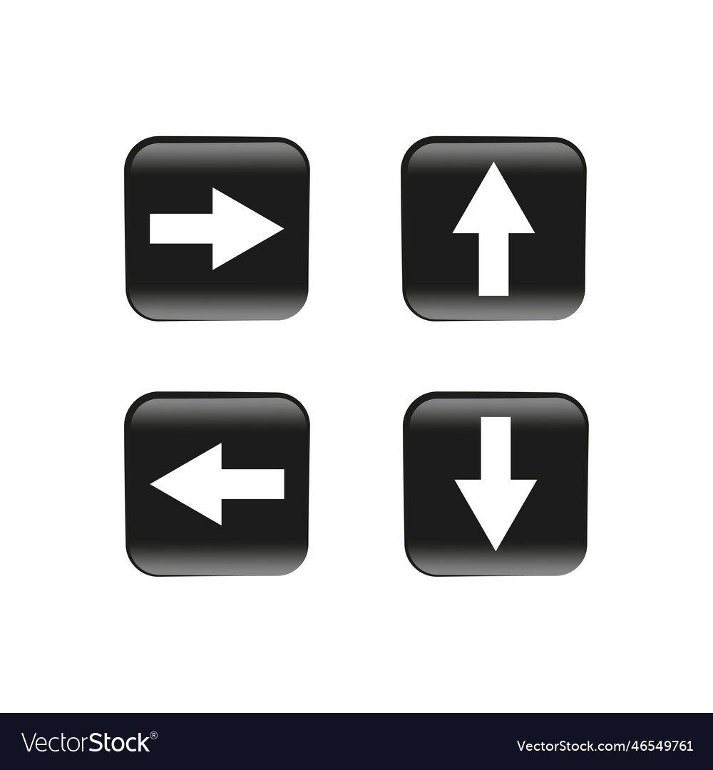 Buttons arrows squares on white background vector image Buttons arrows squares on white background