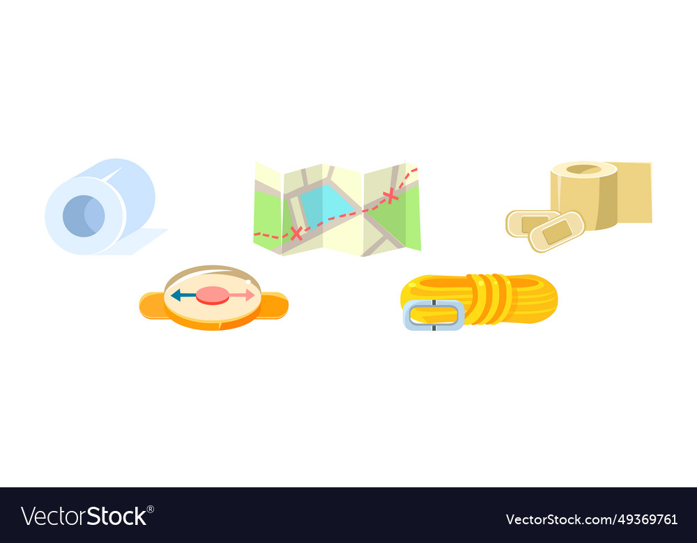 Camping emergency simple object and items Vector Image Camping emergency simple object and items