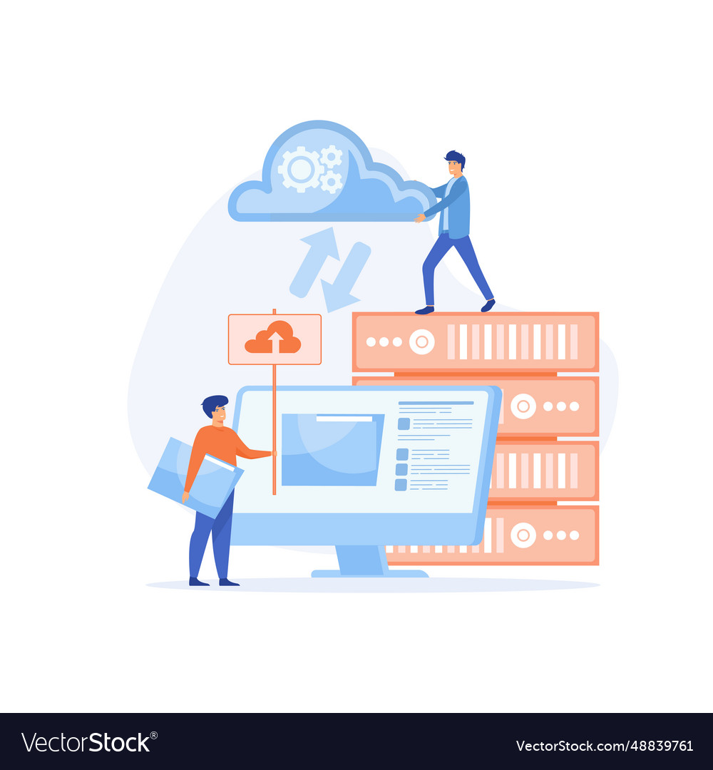 Cloud computing concept data center file vector image Cloud computing concept data center file