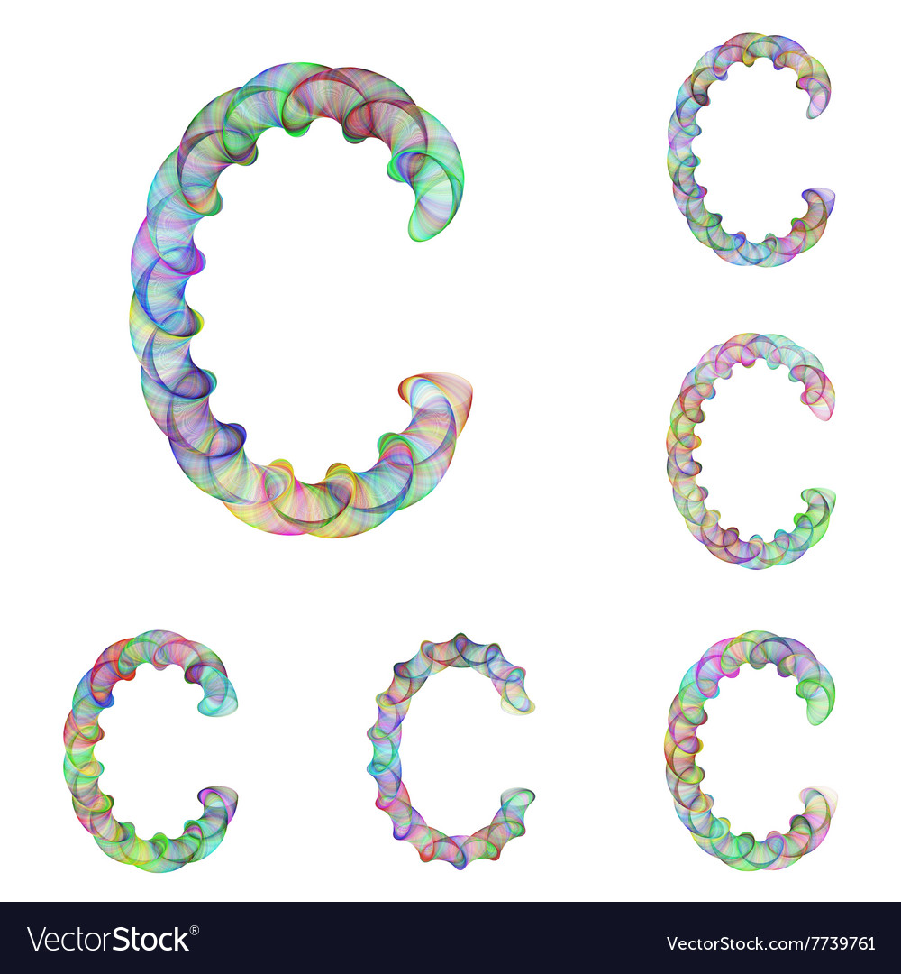 Colorful ellipse fractal font - letter c