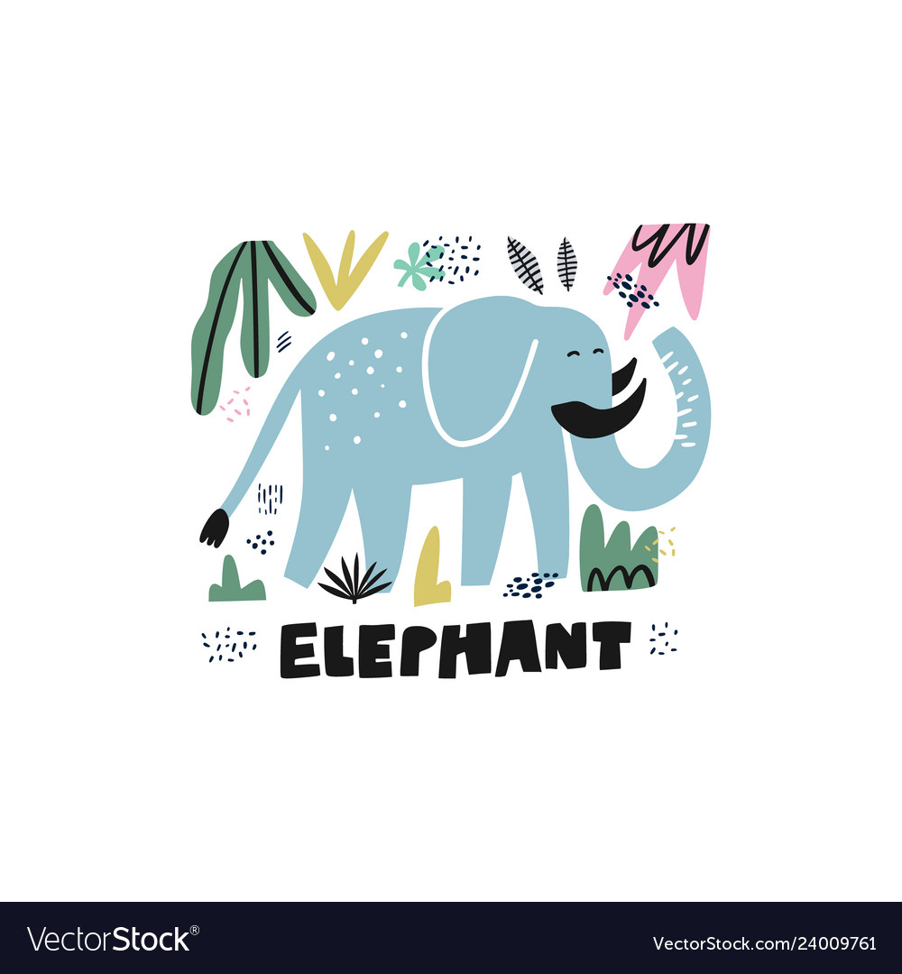 Cute elephant hand drawn vector image Cute elephant hand drawn