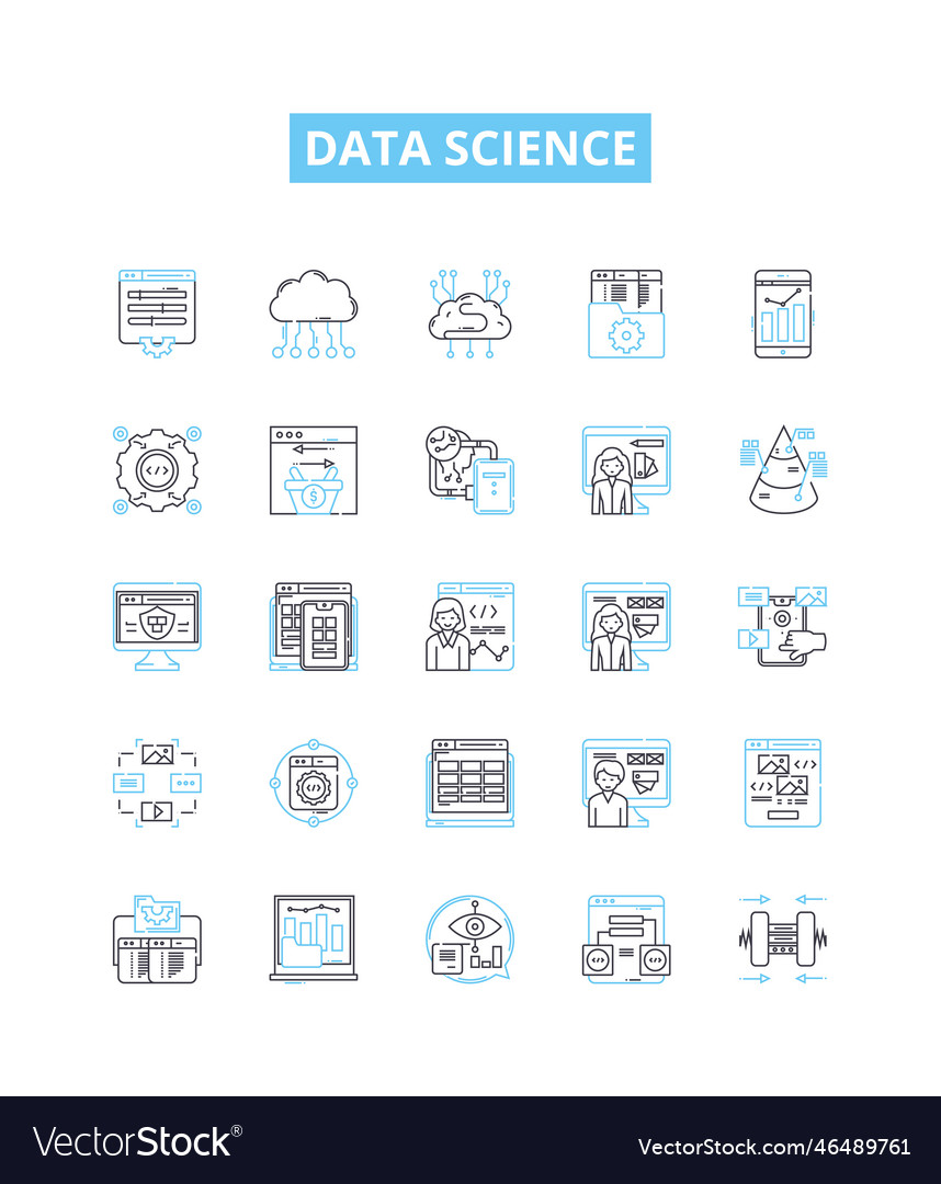 Data science line icons set