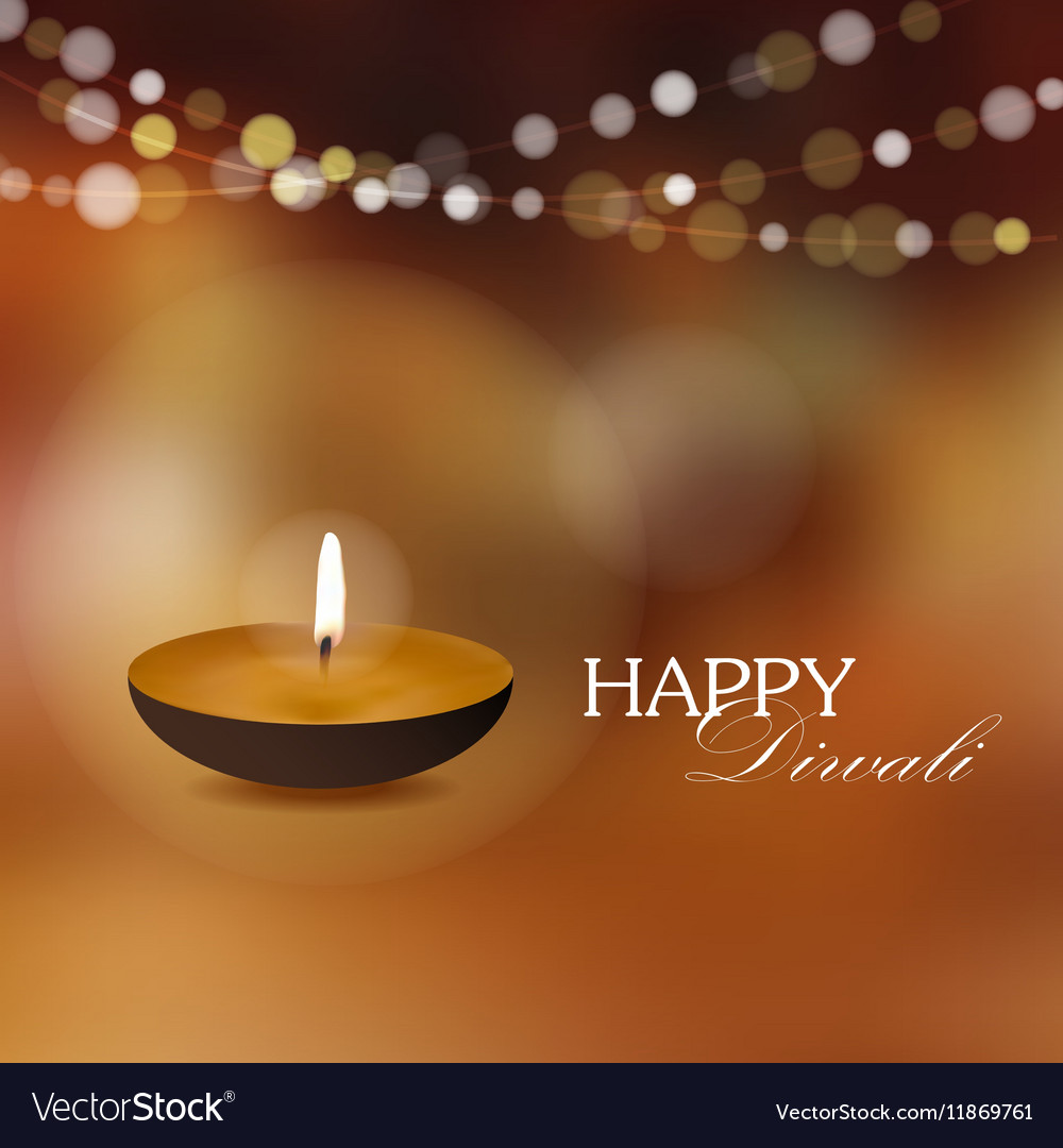 Diwali greeting card invitation with diya oil lamp