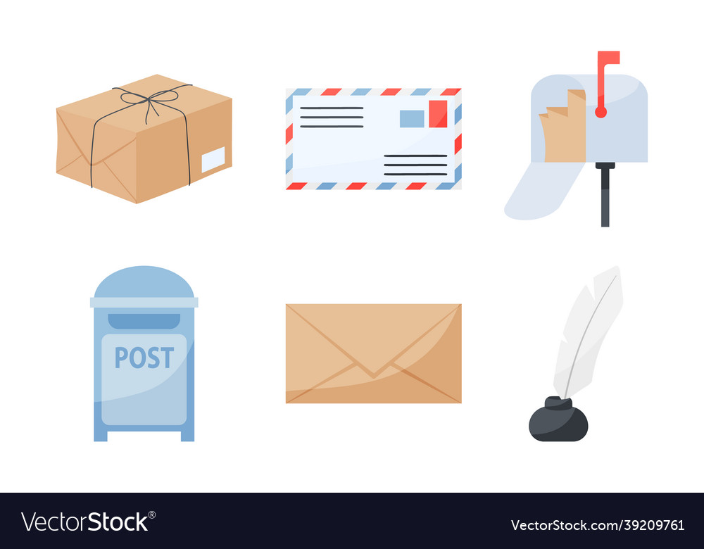 Flat design post element collection set six