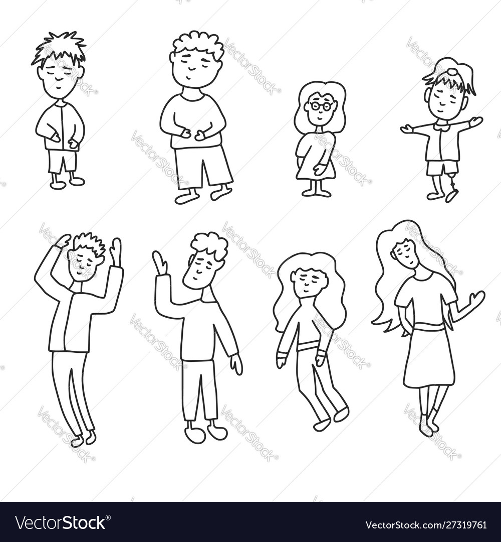 Group children in doodle style design