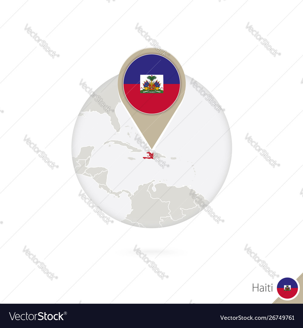 Haiti map and flag in circle