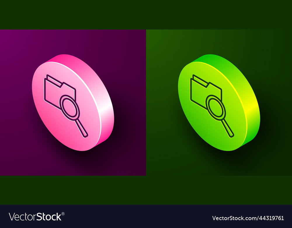 Isometric line search concept with folder icon