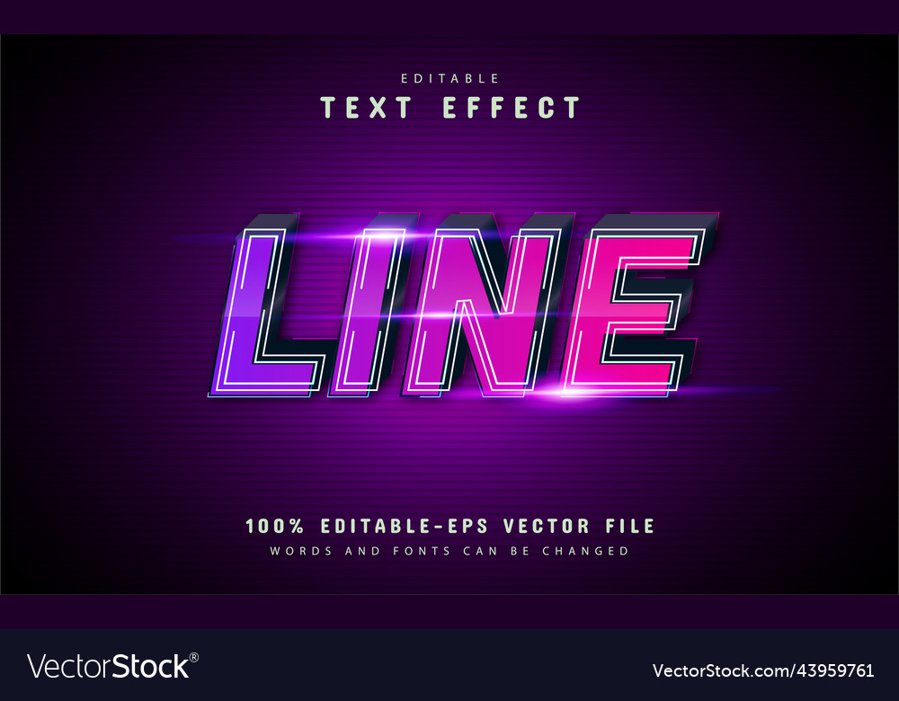 Line text effect with purple gradient vector image Line text effect with purple gradient