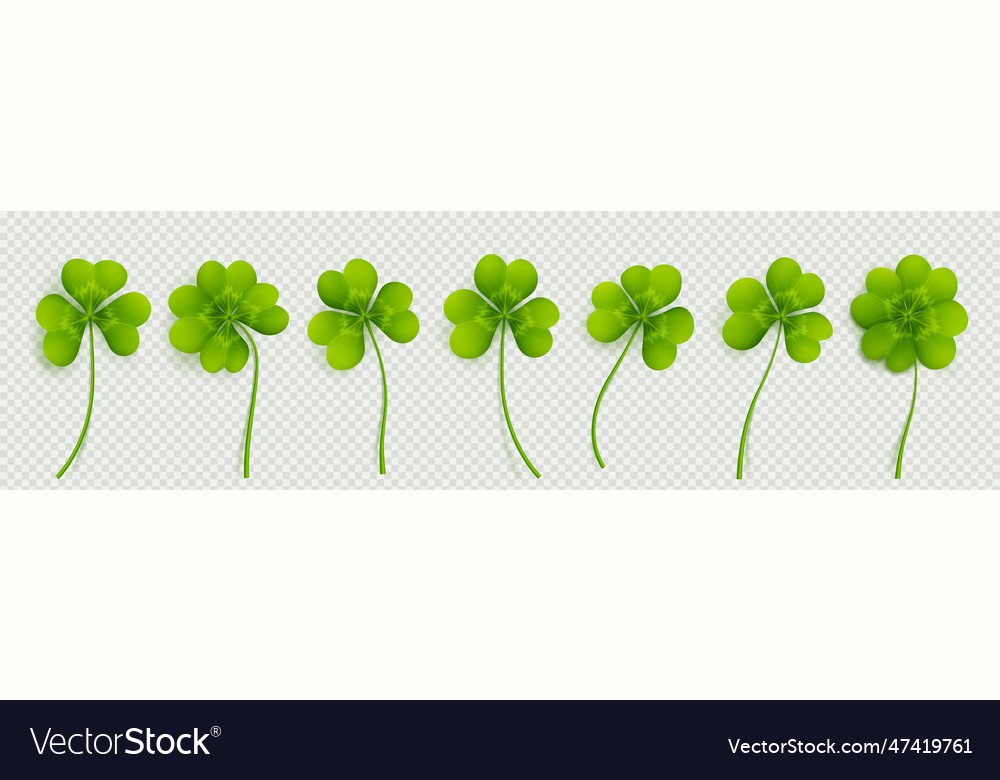 Realistic 3d clover leaves set Royalty Free Vector Image