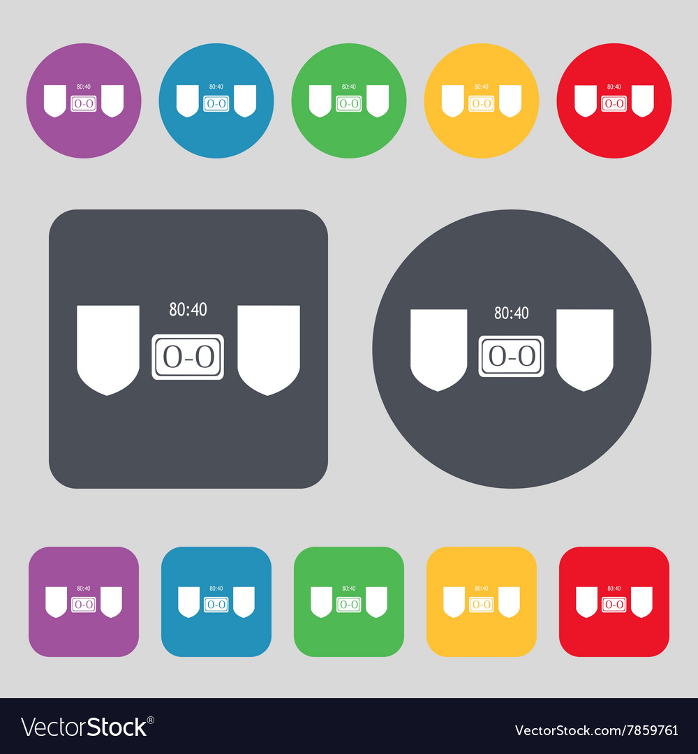 Scoreboard icon sign a set of 12 colored buttons