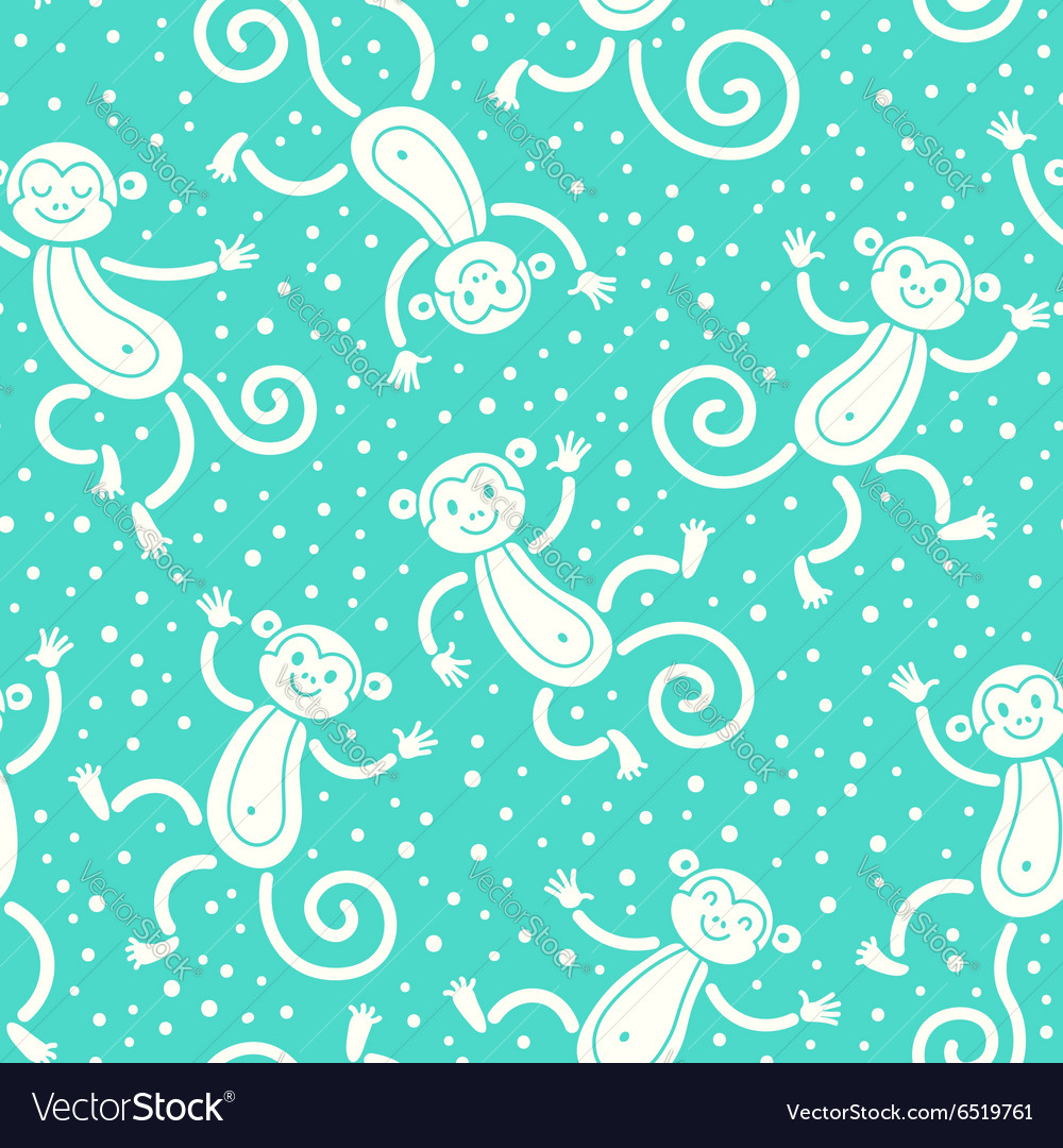 Seamless pattern with monkeys playing in snow