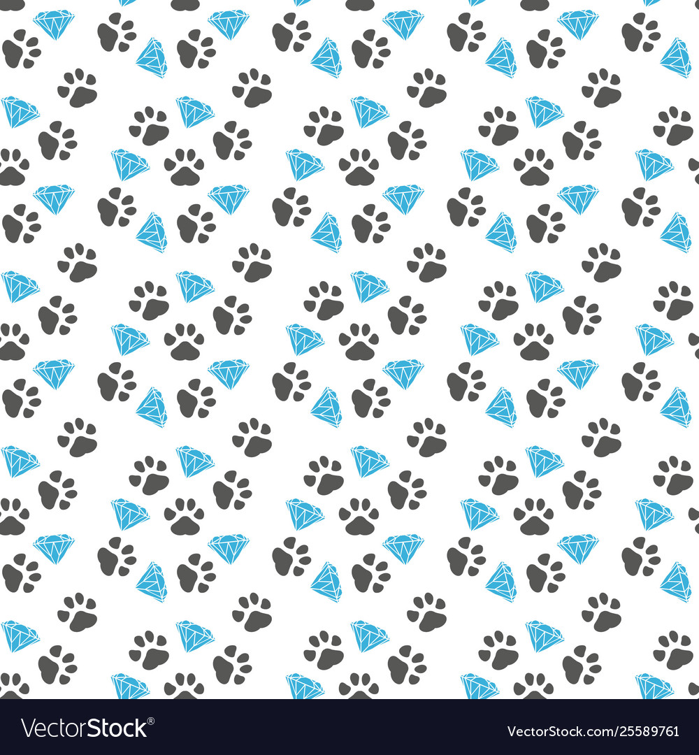 Seamless pattern with paw footprints vector image Seamless pattern with paw footprints