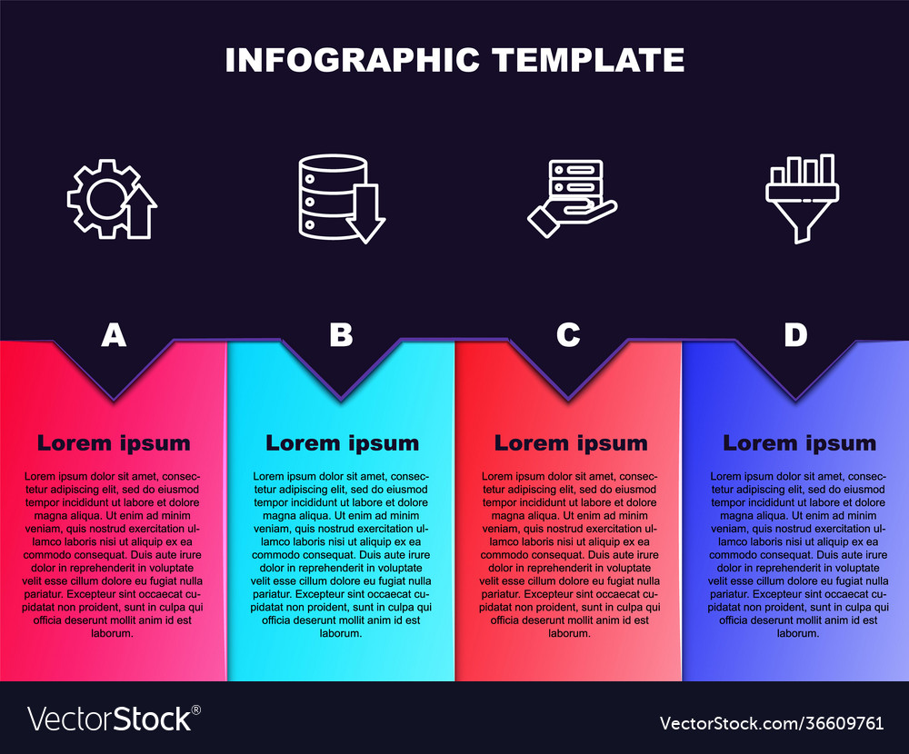 Set line arrow growth gear server data web vector image Set line arrow growth gear server data web