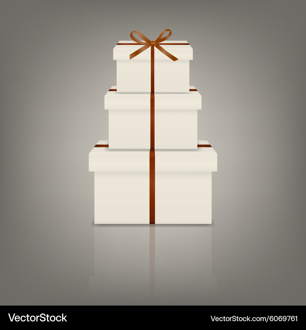 Stack three realistic white gift boxes Royalty Free Vector