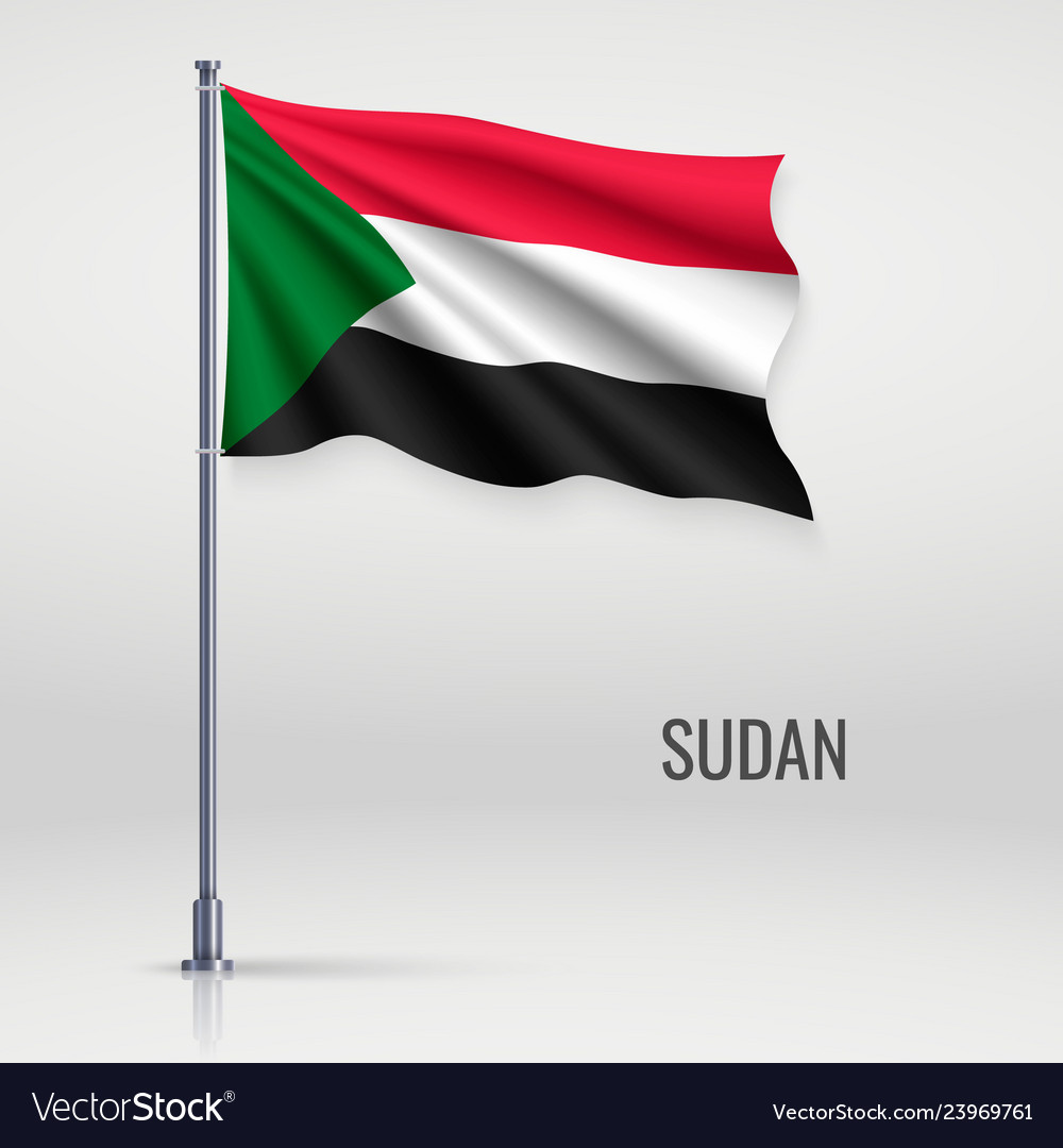 Sudan Flag on Pole
