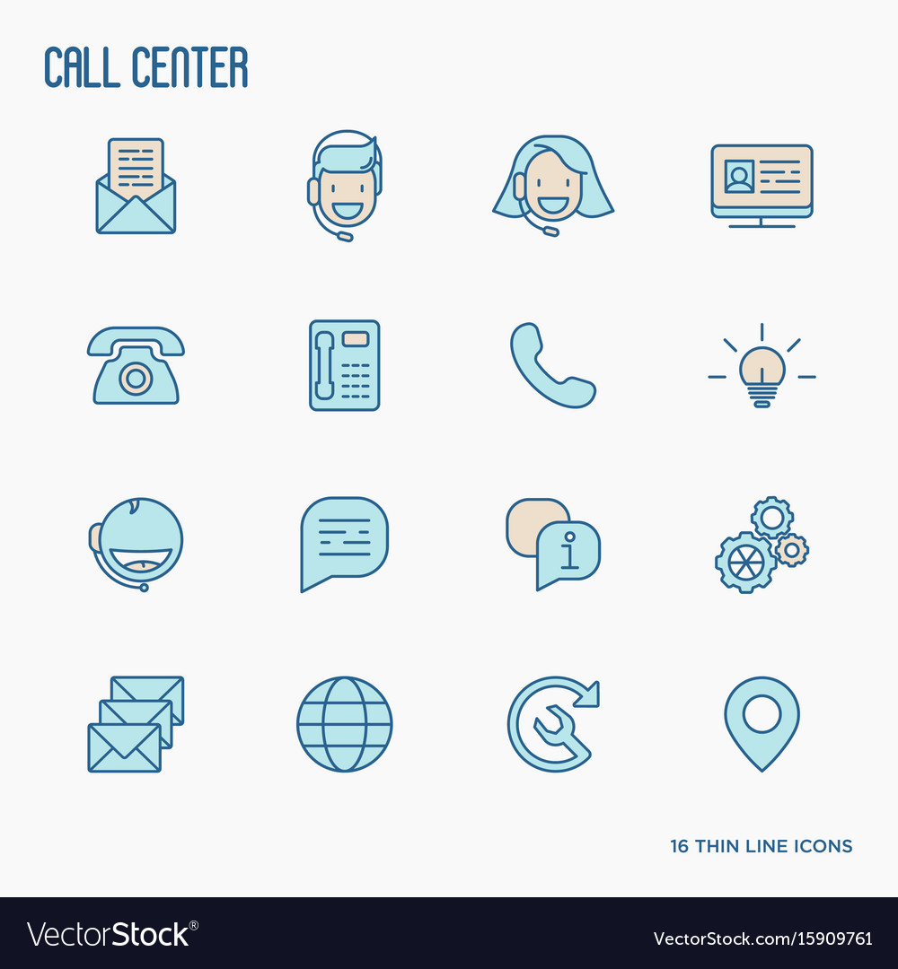 Support service thin line icons set