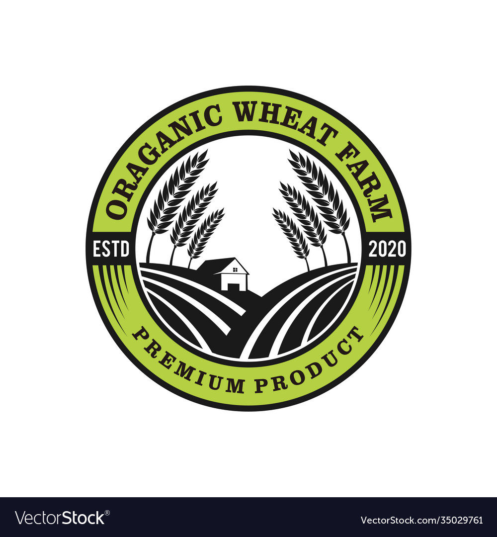 Wheat farm organic label logo badge design Vector Image