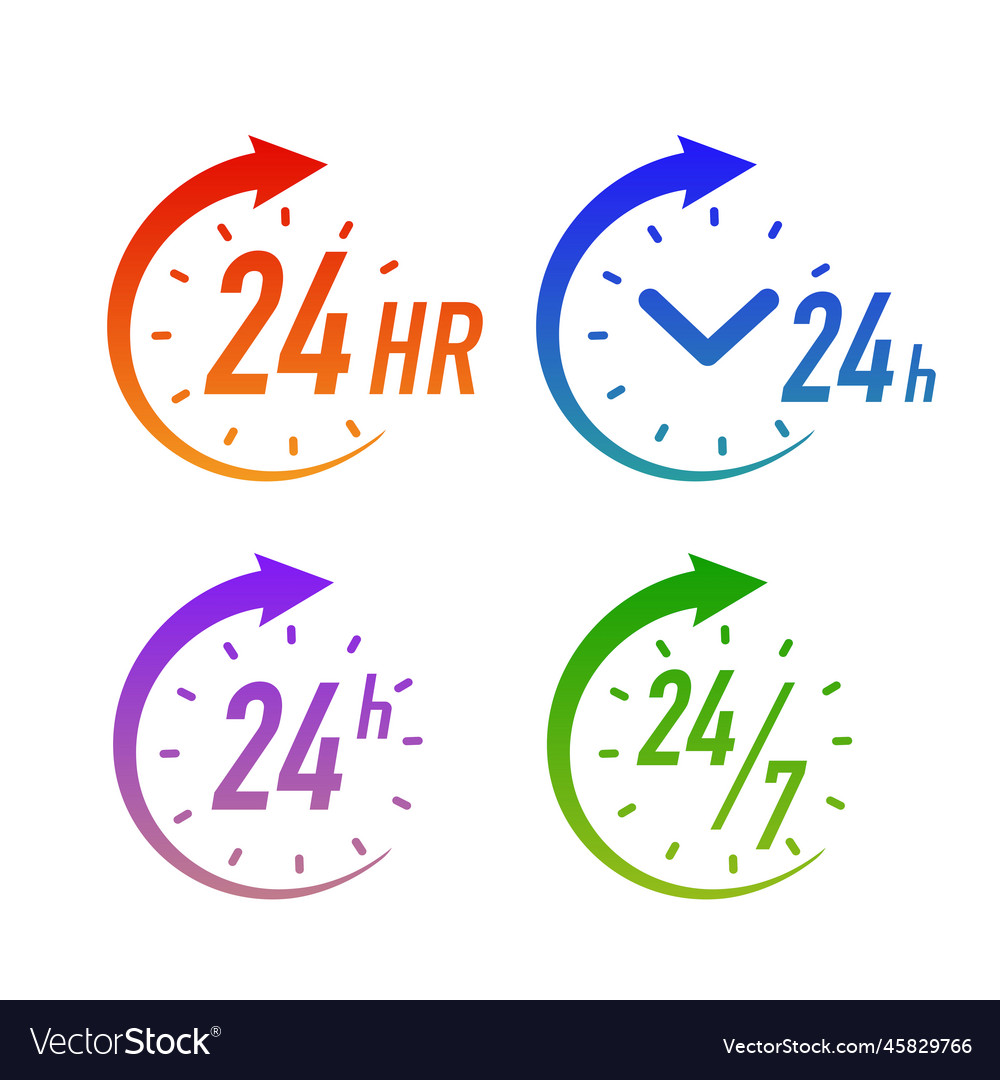 24 hours timer symbol gradient color Vector Image 24 hours timer symbol gradient color