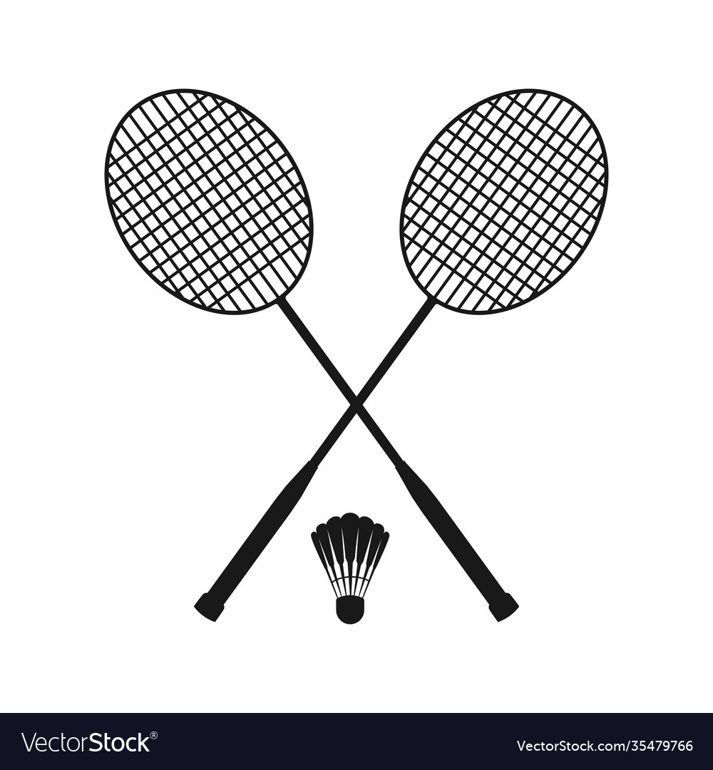 Badminton logo sport game with shuttlecock racket Vector Image