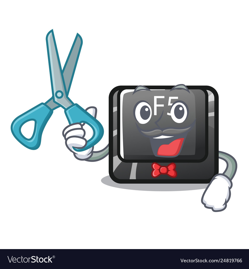 Barber button f5 isolated with character Vector Image Barber button f5 isolated with character
