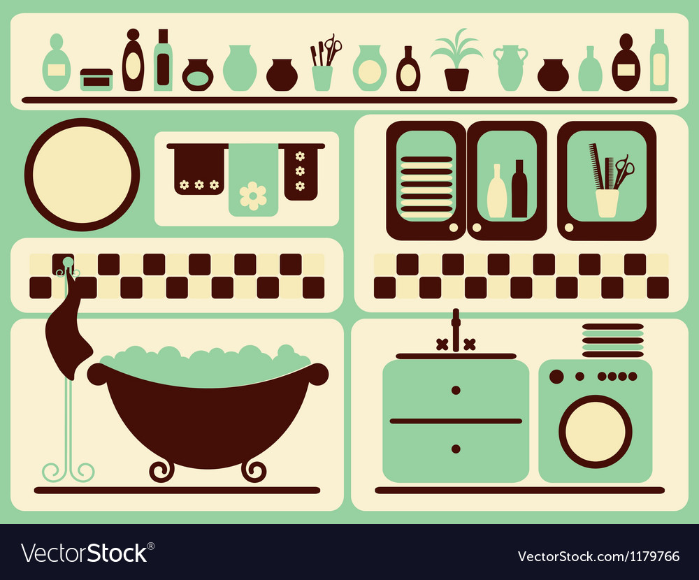 Bath room and bathing objects set
